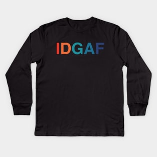 IDGAF I Don't Give A F*** (Retro Rainbow Text) Kids Long Sleeve T-Shirt